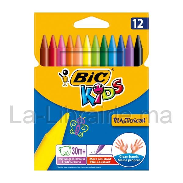 Boite de 12 crayons cire – BIC Kids PLASTIDECOR  | Catégorie   Crayons de couleurs à cire