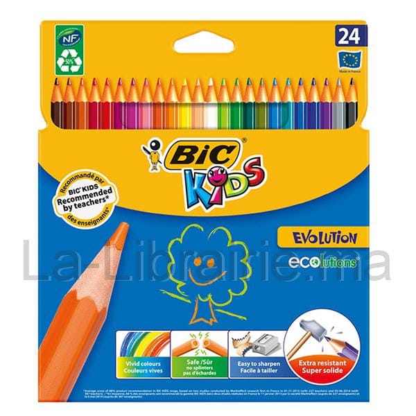 Pochette 24 crayons de couleurs – BIC  | Catégorie   Crayons de couleurs