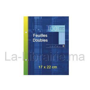Pochette feuilles double bleu – 17 x 22 cm  | Catégorie   Double feuilles et Recharges classeur