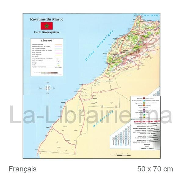 Carte du Maroc – Français 50 x 70 cm  | Catégorie   Accessoires de bureau