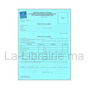 Certificat Médical bleu – Renouvellement permis  | Catégorie   Carnets de notes et bons