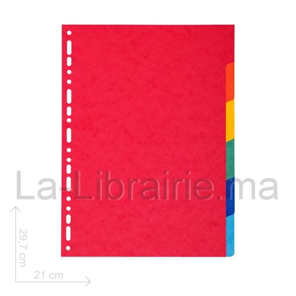Lot De 2 Jeux D'intercalaires A4 6 Onglets - Carton Couleur Renforcé Strongline - Onglets Réinscriptibles, Perforation 11 Trous - Pour Classeurs, Organisation Bureau