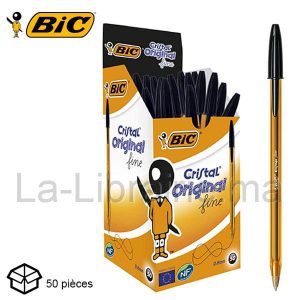 Boite 50 stylos à bille noir pointe fine – BIC  | Catégorie   Stylos