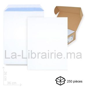 250 Enveloppes blanche pochette – 26 x 36 cm  | Catégorie   Enveloppes