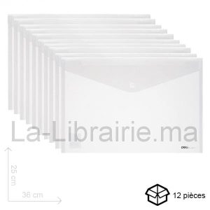 12 Pochettes à bouton en plastique transparentes – 24 x 32 cm  | Catégorie   Chemises et Pochettes