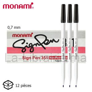 Boite 12 stylos feutre sign pen 351 noir 0,7 mm – MON AMI  | Catégorie   Marqueurs et Feutres