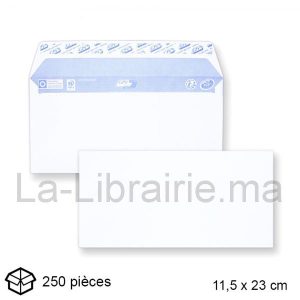 Boite 500 enveloppes blanche pochette – 11,5 x 23 cm  | Catégorie   Enveloppes