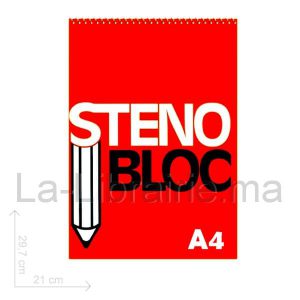 Bloc sténo spirale 21 x 29,7 cm – Feuilles blanches  | Catégorie   Carnets de notes et bons