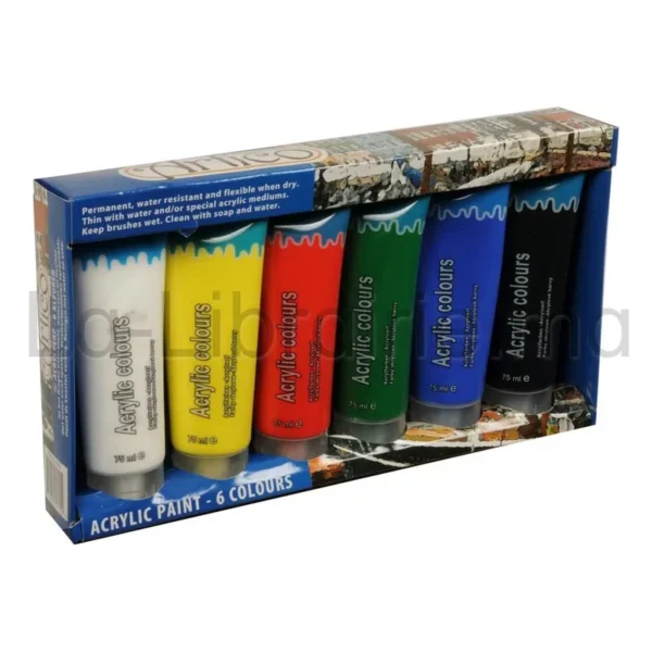 Image du produit Set de peinture acrylique 6 couleurs Artist & Co en tubes de 75 ml