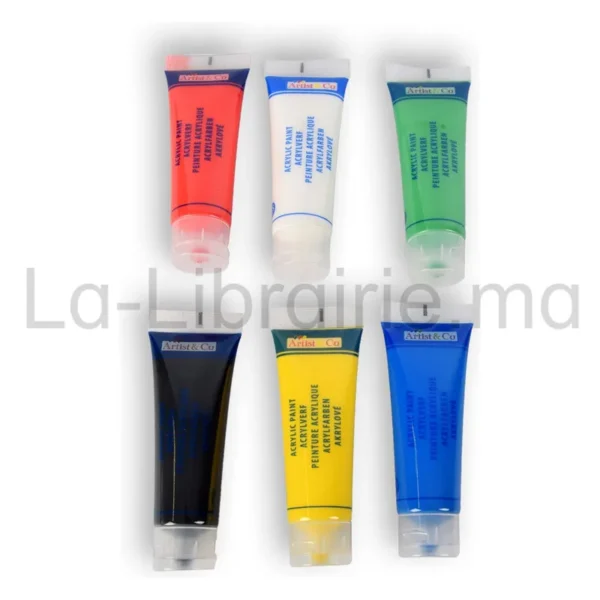 Image du produit Set de peinture acrylique 6 couleurs Artist & Co en tubes de 75 ml