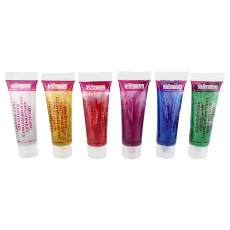 Image du produit Peinture acrylique pailletée - 6 couleurs