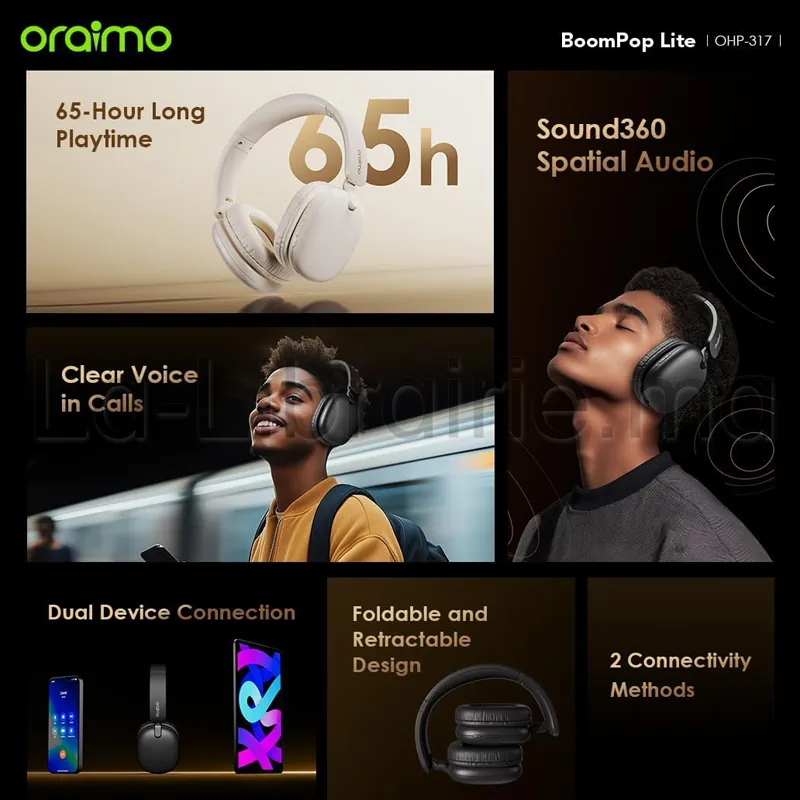 Casque Bluetooth Oraimo BoomPop Lite OHP-317 light gold